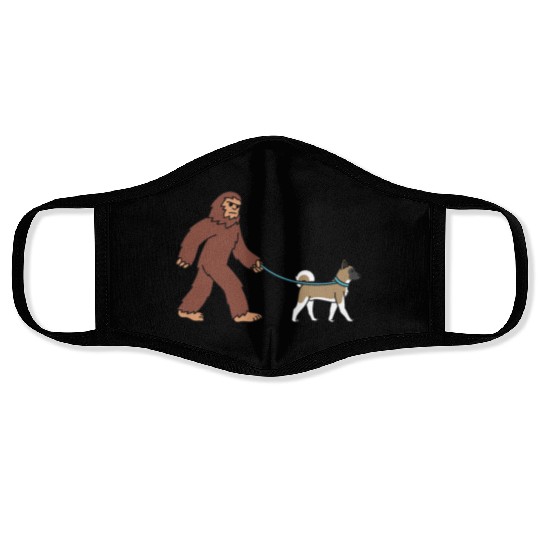 Bigfoot Sasquatch Walking Akita Face Masks
