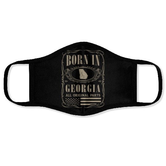 Vintage America US States Born Georgia Face Masks