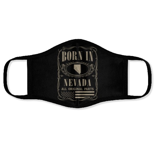 Vintage America US States Born Nevada Face Masks