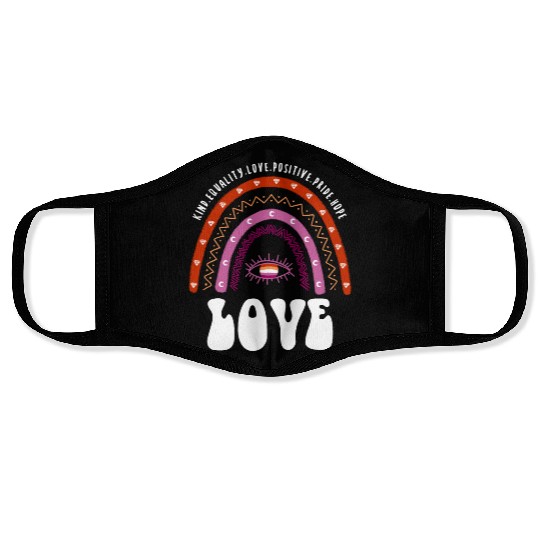 Love Lesbian Rainbow Lesbian Pride Month Face Masks