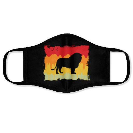 lion retro Face Masks