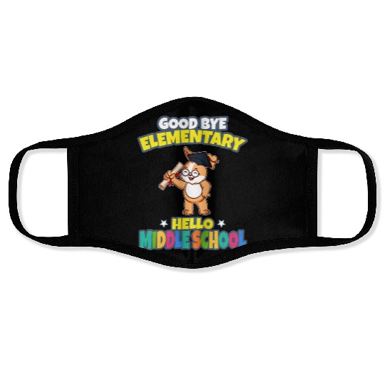 Good Bye Elementary Hello Middle School Graduation Face Masks