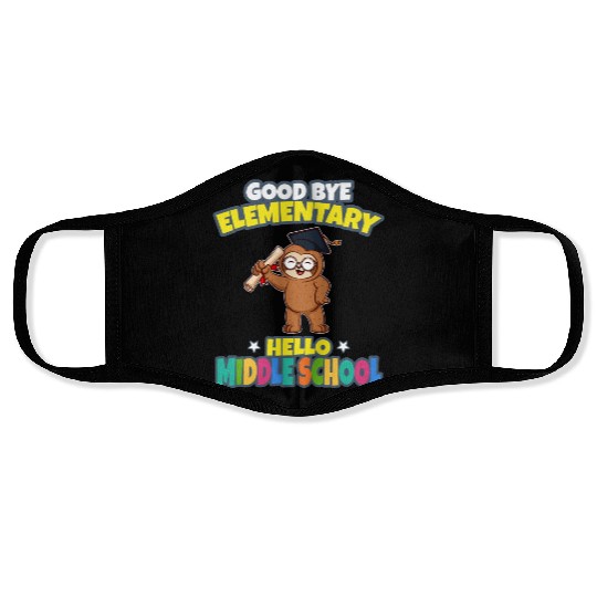 Good Bye Elementary Hello Middle School Graduation Face Masks