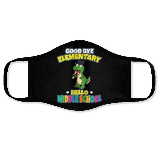 Good Bye Elementary Hello Middle School Graduation Face Masks