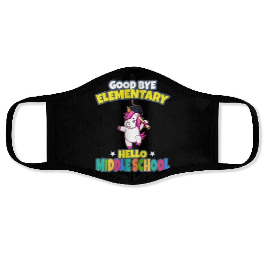 Good Bye Elementary Hello Middle School Graduation Face Masks