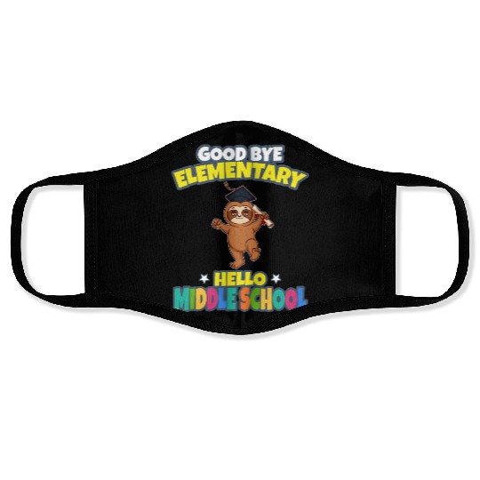 Good Bye Elementary Hello Middle School Graduation Face Masks