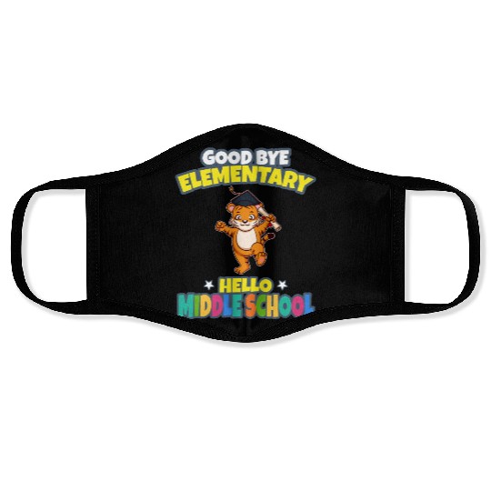 Good Bye Elementary Hello Middle School Graduation Face Masks