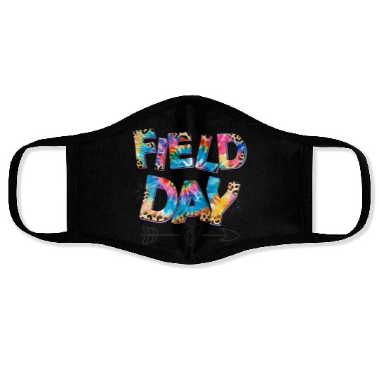 Tie dye leopard Wild About Field Day Teacher Kids Face Masks