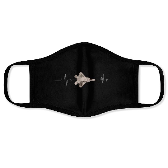 f22 raptor heart beat Face Masks