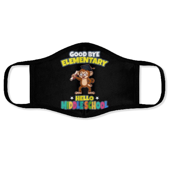 Good Bye Elementary Hello Middle School Graduation Face Masks