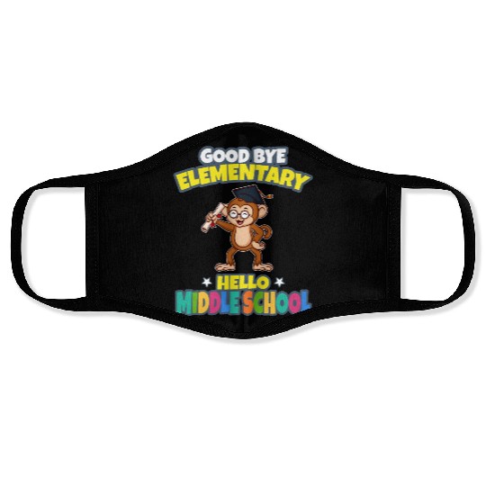 Good Bye Elementary Hello Middle School Graduation Face Masks