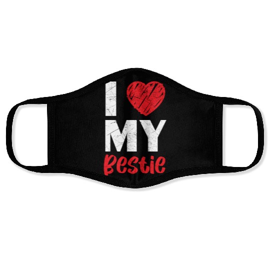 I Love My Bestie Best Friend Friendship BFF Squad Face Masks