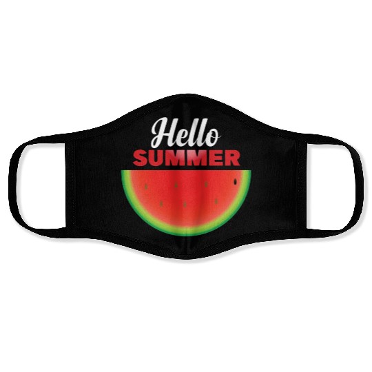 Hello Summer, Hello summer slogan on watermelon Face Masks