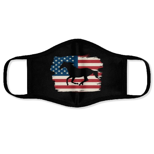 Patriotic Horse American Flag Horseback Riding Face Masks