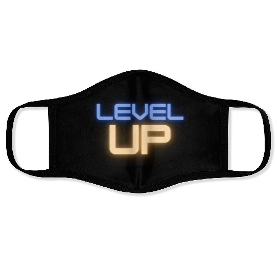 Black Level Up Neon Typography Face Masks