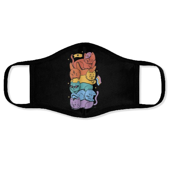 Lgbtq cats cartoon Face Masks
