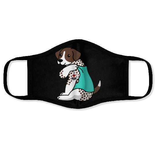I Love Mom Tattoo German Shorthaired Pointer Face Masks