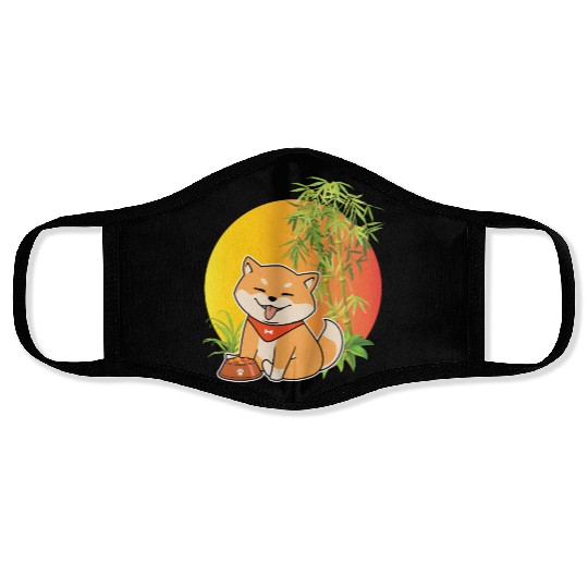 Shiba Inu Japanese Dog Breed Bamboo Plant Hunting Face Masks