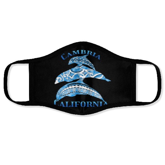 Cambria California Vacation Tribal Dolphins Face Masks