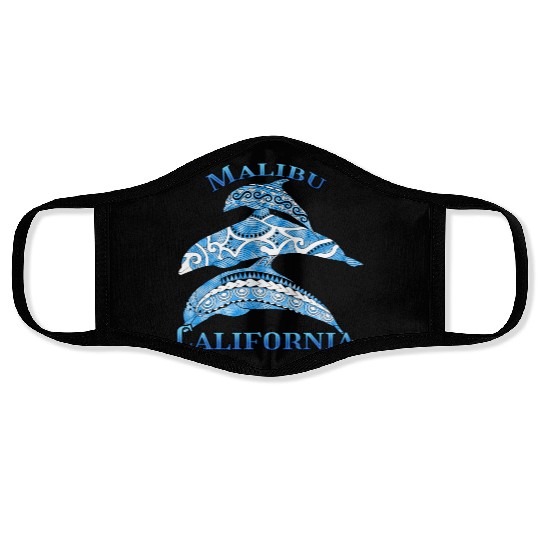 Malibu California Vacation Tribal Dolphins Face Masks