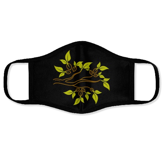 Tree branches and tree leaves - modern artwork Face Masks