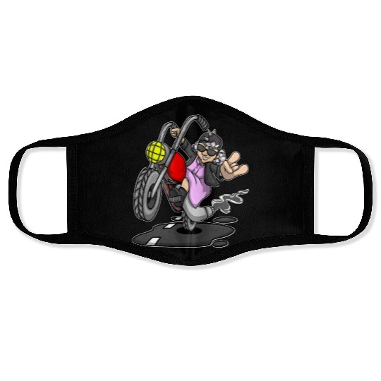 Motorcycle Motorcycling Grandma Motorcyclist Face Masks
