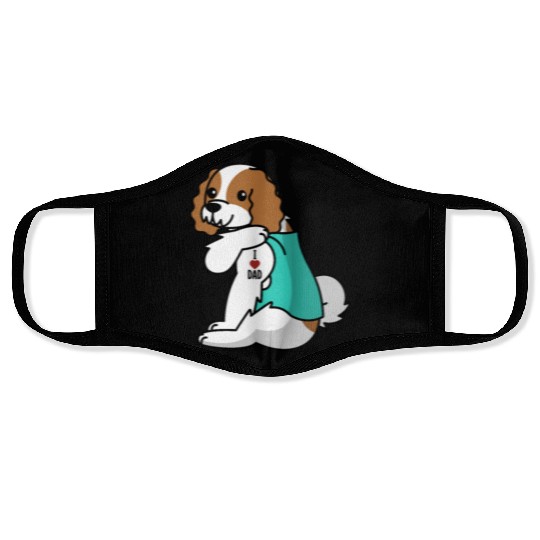 I Love Dad Cavalier King Charles Spaniel Face Masks