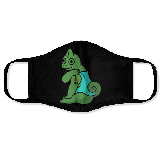 I Love Dad Chameleon Reptile Face Masks