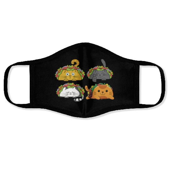 Cute Taco Cats Mexican Taco Lover Face Masks