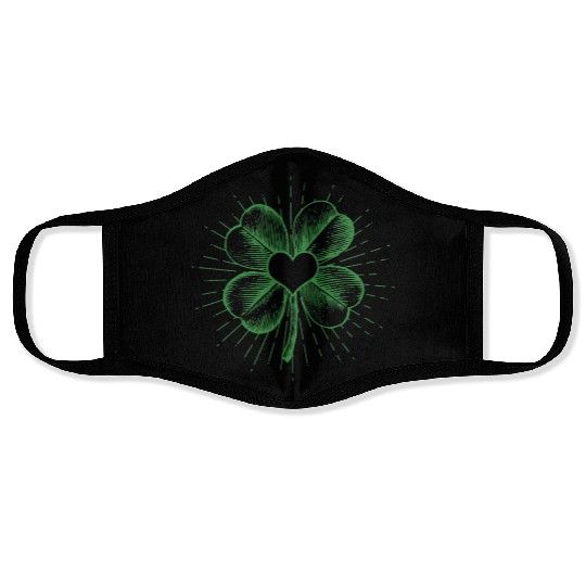 Four-leaf clover Face Masks