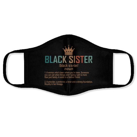Black Sister Definition Vintage Face Masks