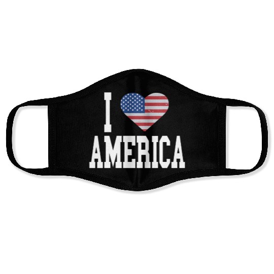 US Flag Proud American I Heart America, I Love Face Masks