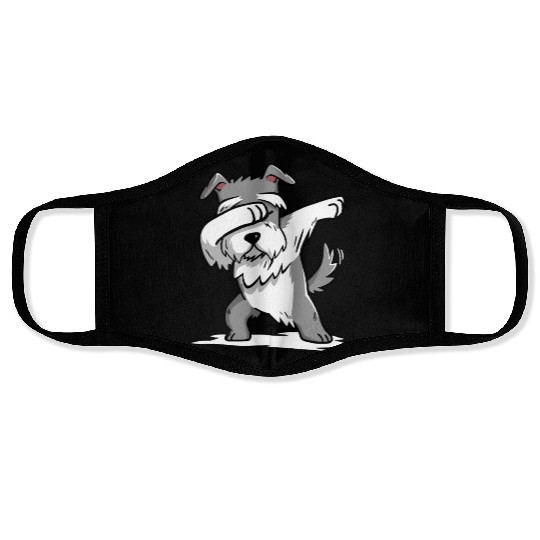 Funny Dabbing Schnauzer Dog Lover Face Masks