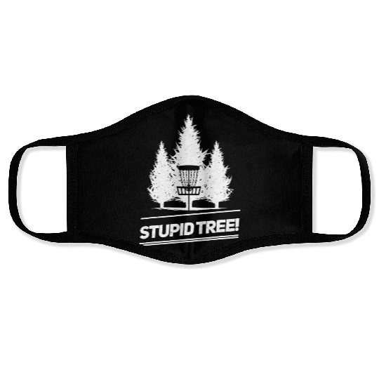 Funny Disc Golf Stupid Tree Distressed Frisbee Face Masks