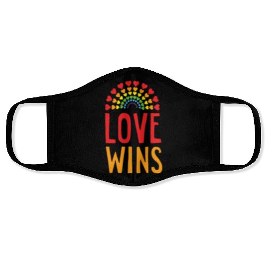 Love wins Rainbow pride LGBTQ pocket size design Face Masks