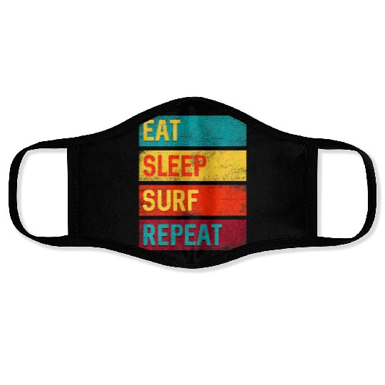 Surfing Gift Eat Sleep Surf Repeat Face Masks