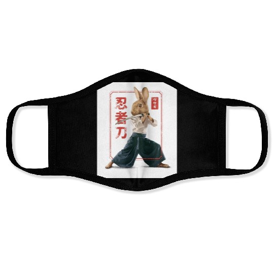 Rabbit with katana Rabbit with katana gift inspira Face Masks