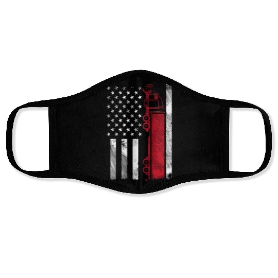 US American Flag Semi Truck Driver 18 Wheeler Face Masks