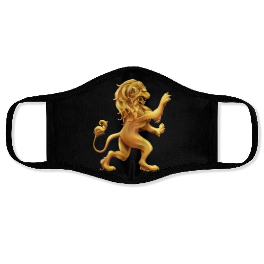 Gold Lion crest Royal Lion Family Crest Face Masks
