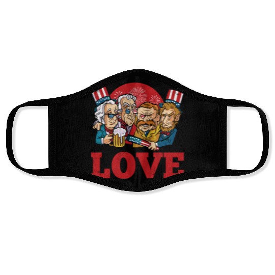 Love America American Presidents USA 4th Of July Face Masks