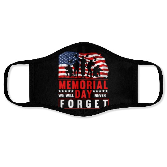 Memorial Day American Flag Soldiers Patriotic US Face Masks