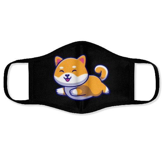 Cute Shiba Inu Dog Running Face Masks