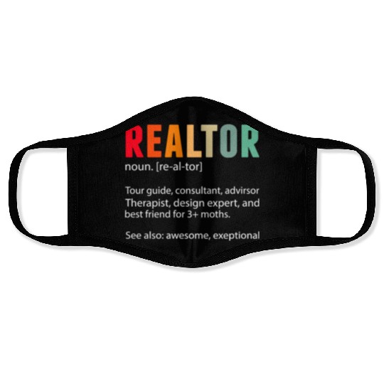 Vintage Realtor Definition Broker House Agent Face Masks