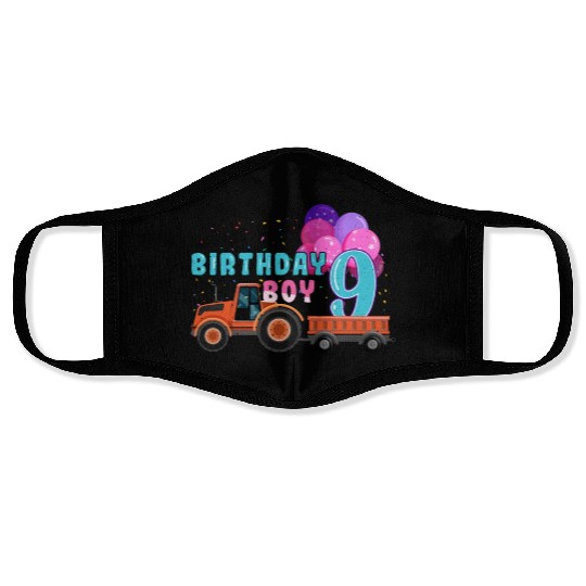 Birth Born Age 9 Year Old Boy Ranch Farm Tractor Face Masks