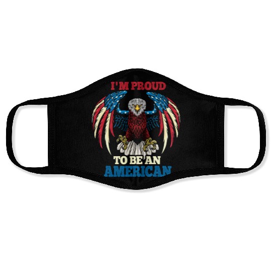 America Proud To Be American Flag 4th Of July Face Masks