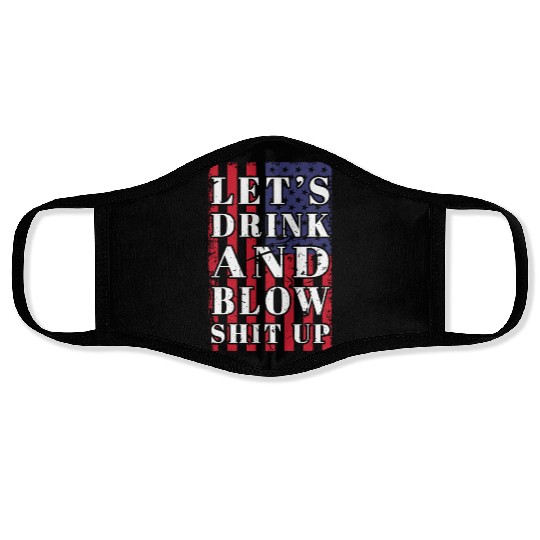 America American Flag Let's Drink Beer 4th Of July Face Masks