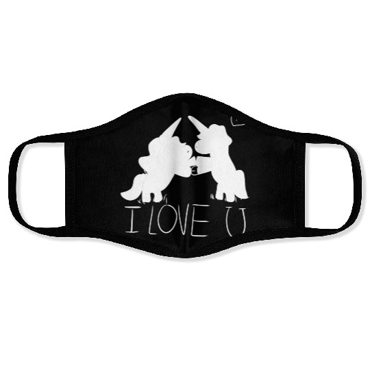 unicorn i love you couple Face Masks