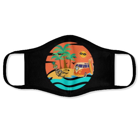 Road trip skeleton Face Masks