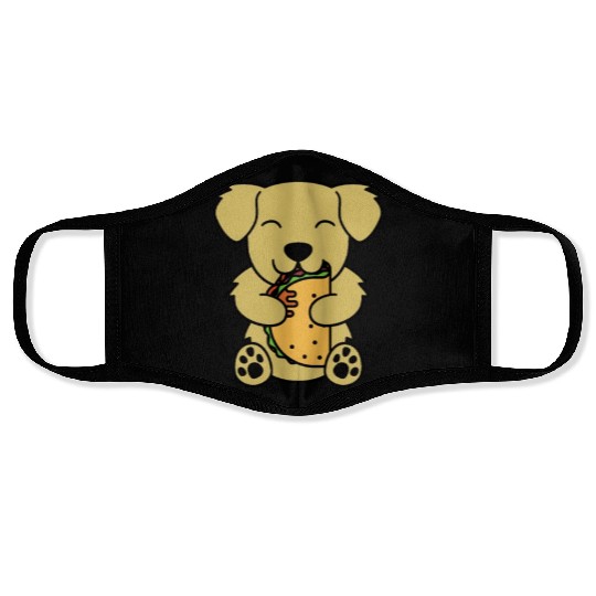 Golden Retriever Taco Lover Face Masks