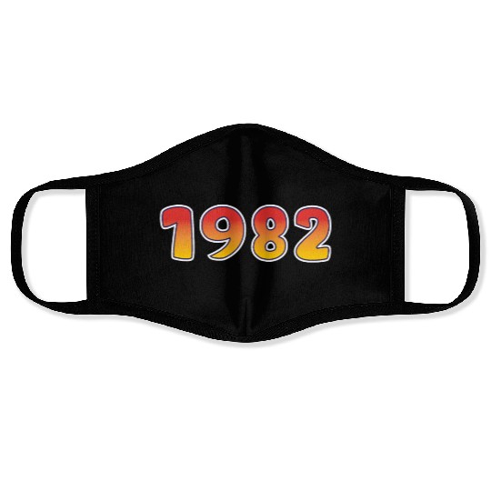 1982 Happiness Year In Orange - Yellow Design Face Masks